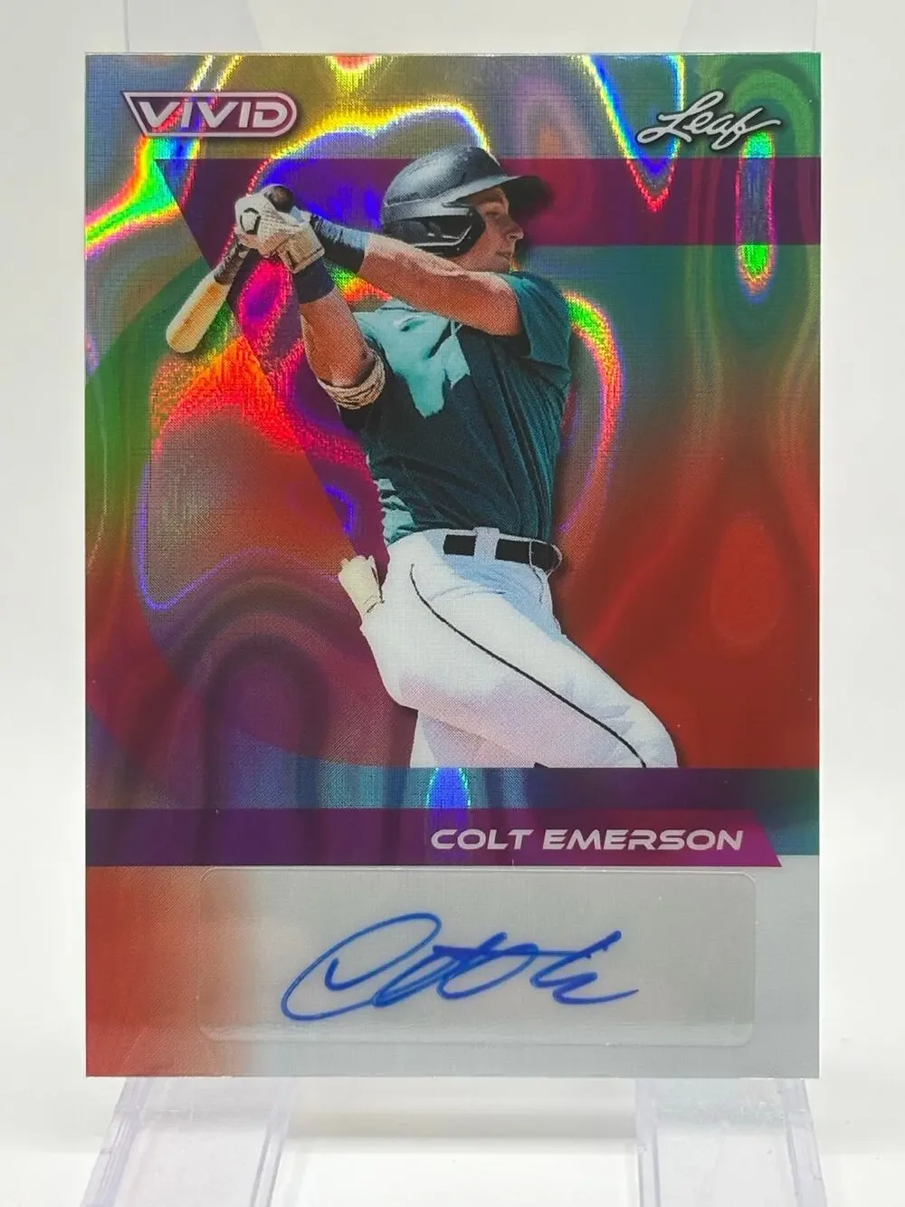 2024 Leaf Vivid Baseball Colt Emerson Red Lava Refractor Auto 2/8 SP Mariners